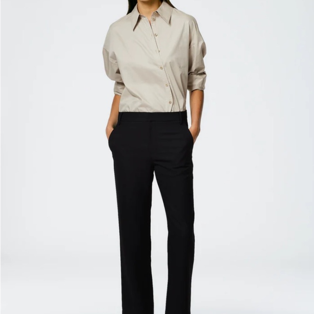 Black Straight Leg High-Waisted Pants